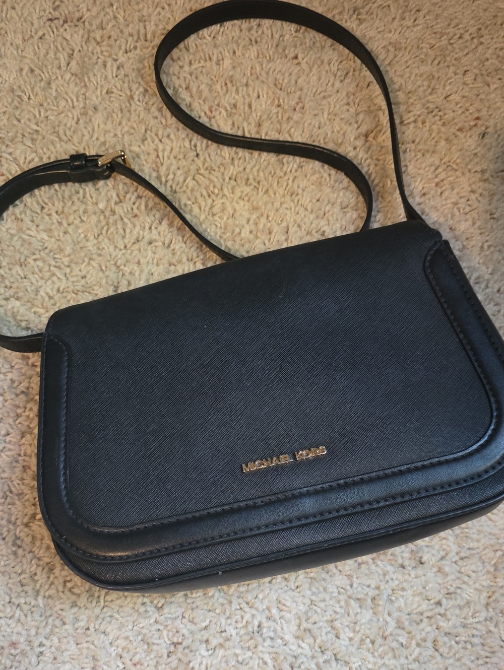 Michael Kors Black Saffiano Crossbody with Gold Hardware